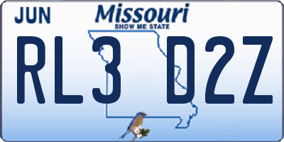 MO license plate RL3D2Z