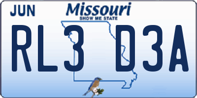 MO license plate RL3D3A