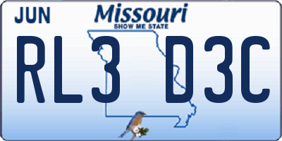 MO license plate RL3D3C