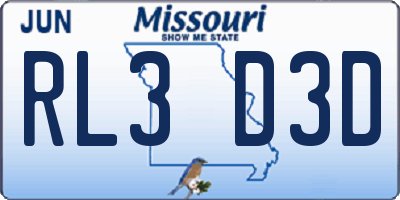 MO license plate RL3D3D