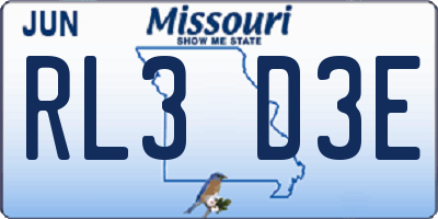 MO license plate RL3D3E
