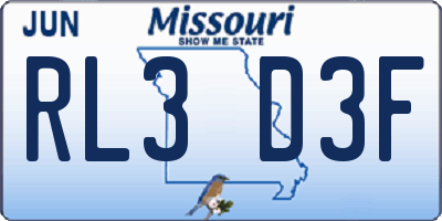 MO license plate RL3D3F