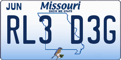 MO license plate RL3D3G