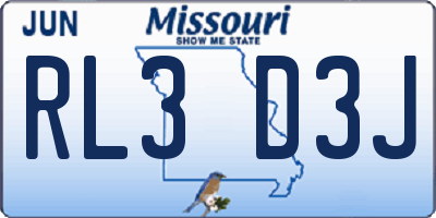 MO license plate RL3D3J