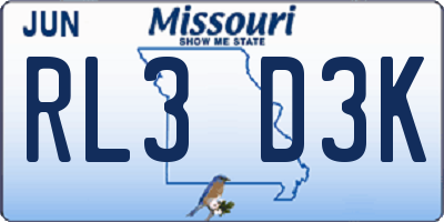 MO license plate RL3D3K