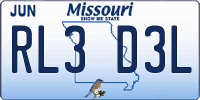 MO license plate RL3D3L
