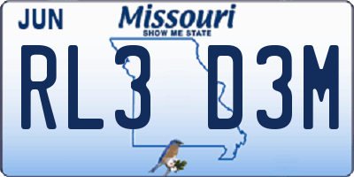 MO license plate RL3D3M
