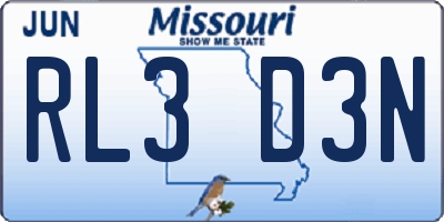 MO license plate RL3D3N