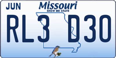 MO license plate RL3D3O