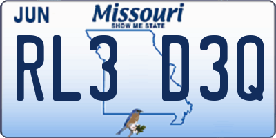 MO license plate RL3D3Q