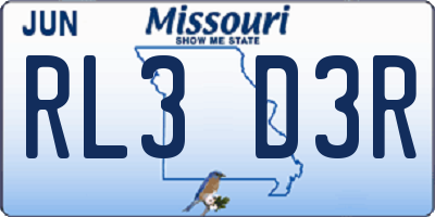 MO license plate RL3D3R
