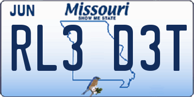 MO license plate RL3D3T