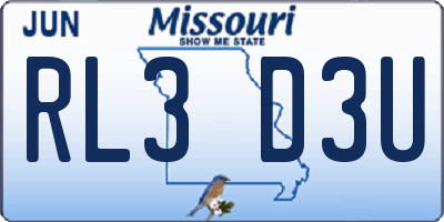 MO license plate RL3D3U