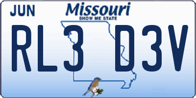 MO license plate RL3D3V