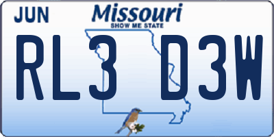 MO license plate RL3D3W