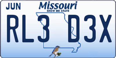 MO license plate RL3D3X