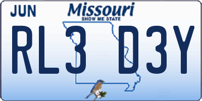 MO license plate RL3D3Y