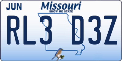 MO license plate RL3D3Z