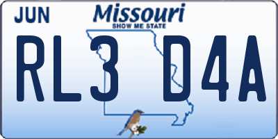 MO license plate RL3D4A