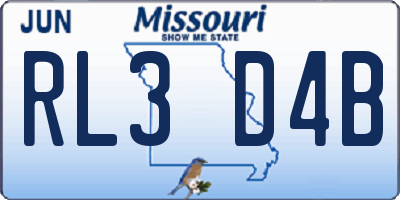 MO license plate RL3D4B