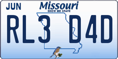MO license plate RL3D4D