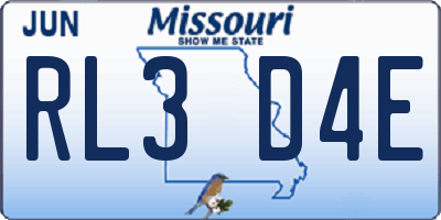 MO license plate RL3D4E