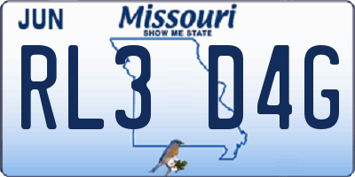 MO license plate RL3D4G
