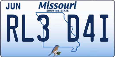 MO license plate RL3D4I