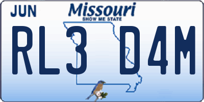 MO license plate RL3D4M