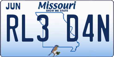 MO license plate RL3D4N