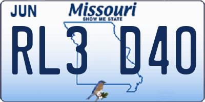 MO license plate RL3D4O