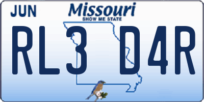 MO license plate RL3D4R