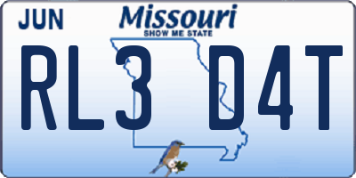 MO license plate RL3D4T