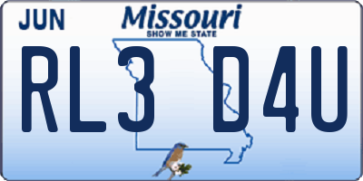 MO license plate RL3D4U