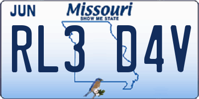 MO license plate RL3D4V