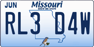 MO license plate RL3D4W