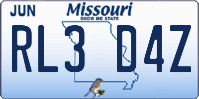 MO license plate RL3D4Z