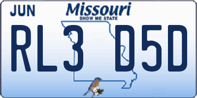 MO license plate RL3D5D
