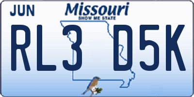 MO license plate RL3D5K