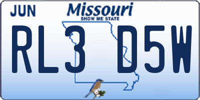 MO license plate RL3D5W