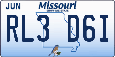 MO license plate RL3D6I