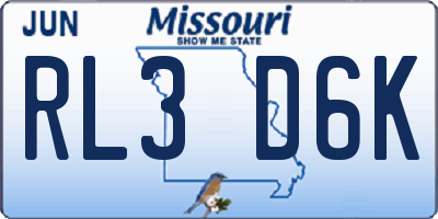 MO license plate RL3D6K