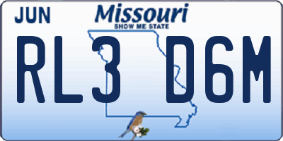 MO license plate RL3D6M