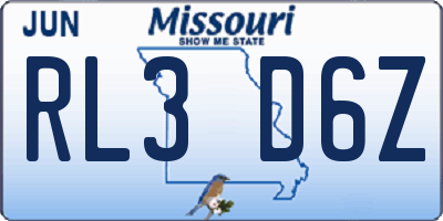 MO license plate RL3D6Z