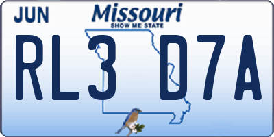 MO license plate RL3D7A