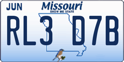 MO license plate RL3D7B