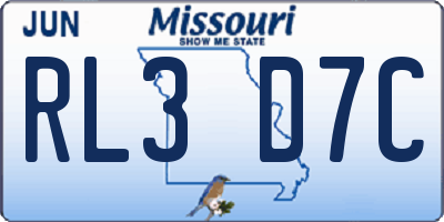 MO license plate RL3D7C