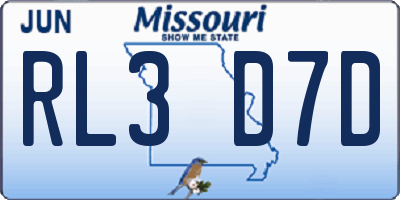 MO license plate RL3D7D