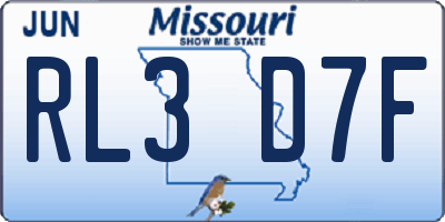 MO license plate RL3D7F