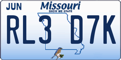 MO license plate RL3D7K